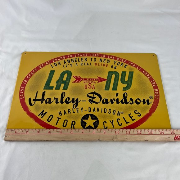 Harley Davidson Motorcycles Embossed Metal Sign "Los Angeles To New York - Picture 8 of 8